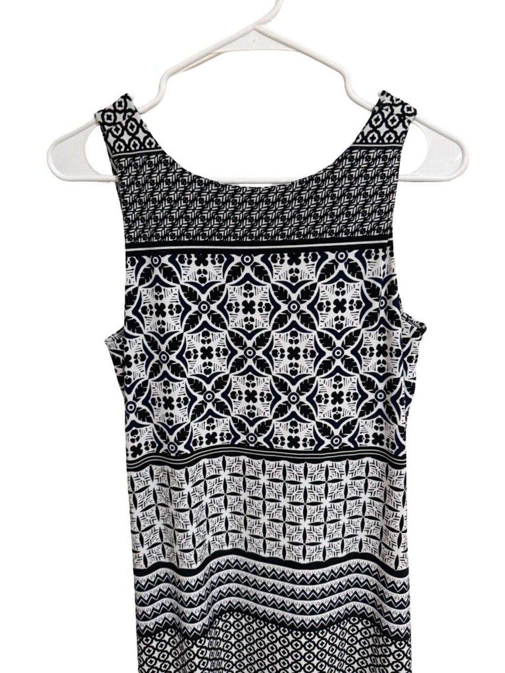 Tommy Bahama Maxi Dress XS Black White Geometric Print Liquid Knit Slinky Scoop - Picture 5 of 7